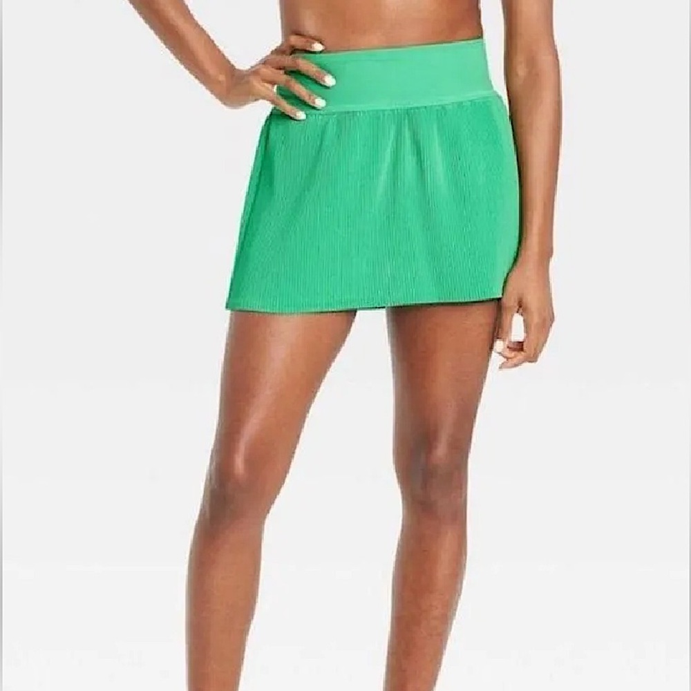 Green Micro Pleated Tennis Skort